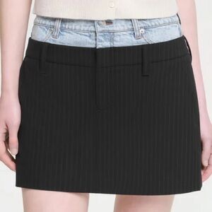 Black Pinstripe Mini Skirt